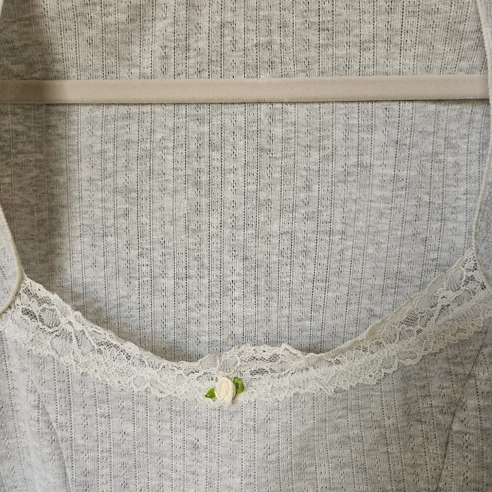 NWOT Free People Intimately long sleeve top with lace details in gray - Picture 14 of 15